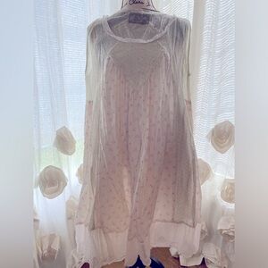 Les Ours sleeveless cotton dress with crinoline trim